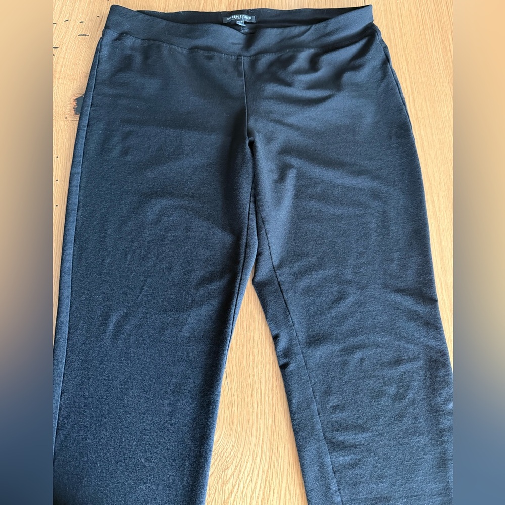 Eileen Fisher Washable Crepe Black Straight Leg Ankle Pants - petite medium
